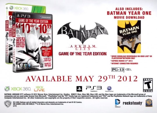 Batman Arkham City Game of the Year Edition america